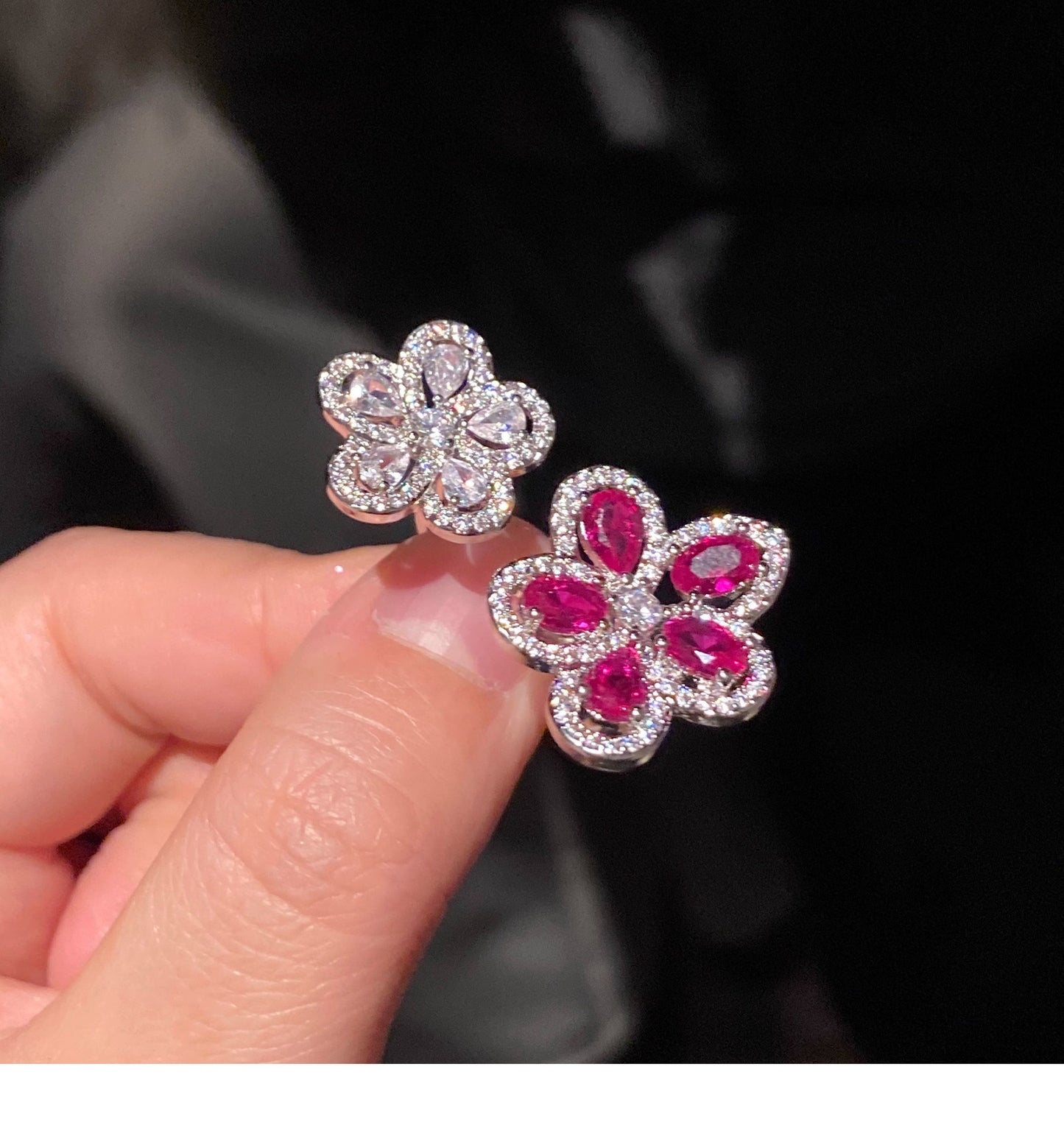 Real Gold Electroplated Diamond Flower Pattern Retro Temperament Index Finger Ring