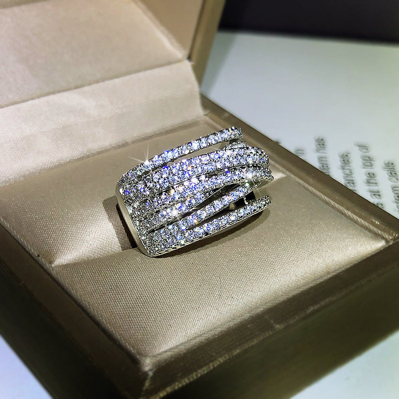 Real Gold Electroplated Diamond Flower Pattern Retro Temperament Index Finger Ring