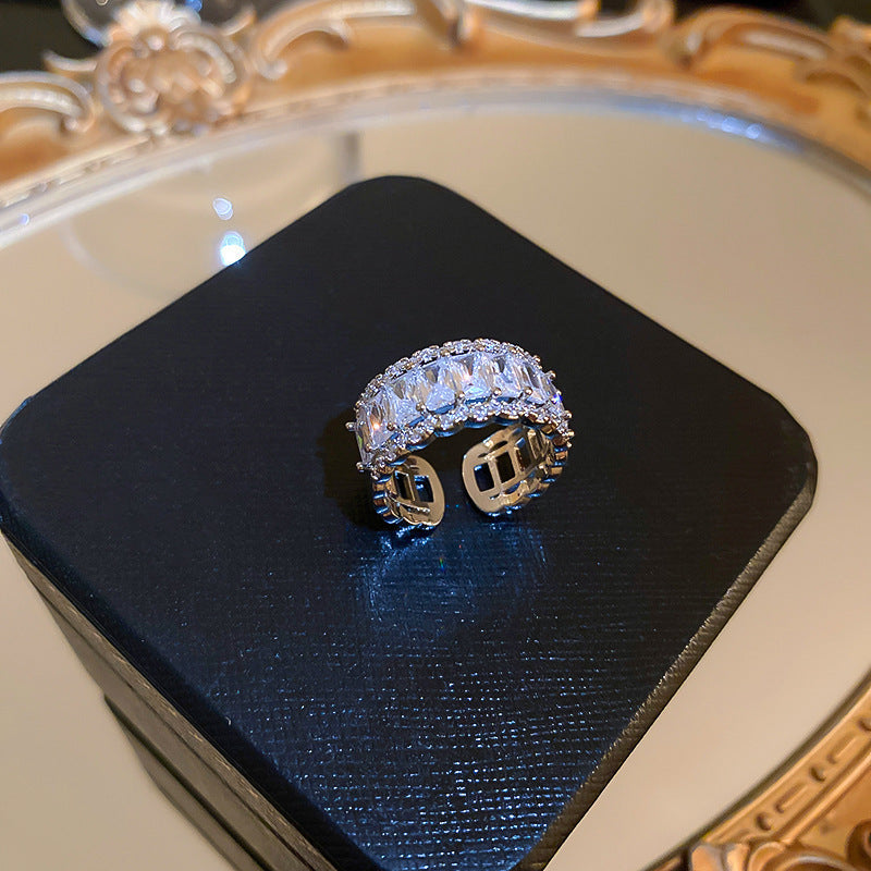 Real Gold Electroplated Diamond Flower Pattern Retro Temperament Index Finger Ring