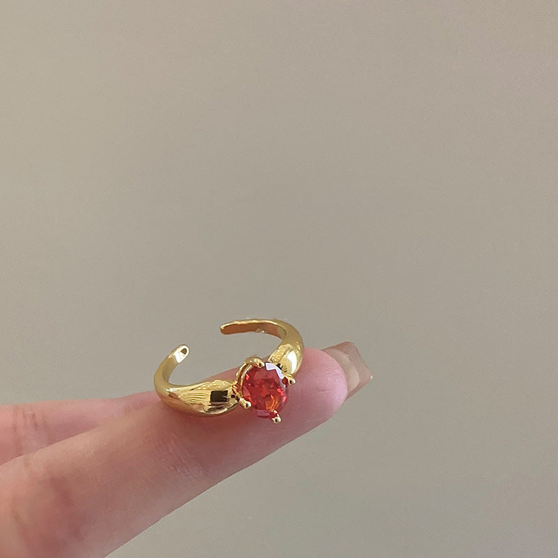 Real Gold Electroplated Diamond Flower Pattern Retro Temperament Index Finger Ring
