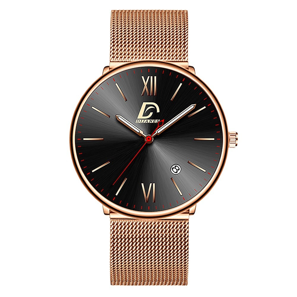 Men's Stainless Steel Calendar Watch Korean Version
