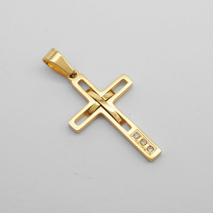 European And American Diamond Studded Hollow Gold Necklace