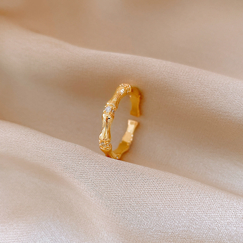 Real Gold Electroplated Diamond Flower Pattern Retro Temperament Index Finger Ring