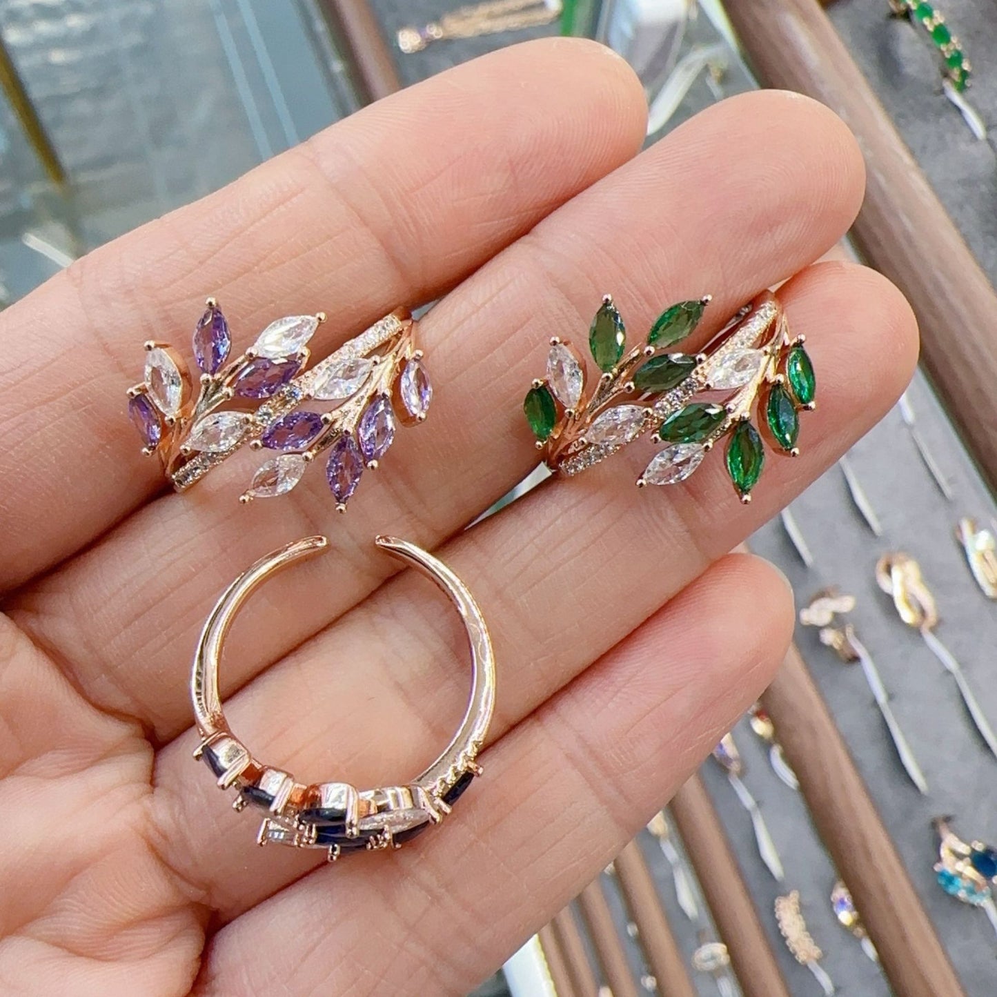 Rose Gold Ring Real Gold Zircon Ring Russian European And American Ornament Jewelry