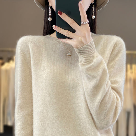Women's Round Neck Sweater Loose Knitted Bottoming Sweater