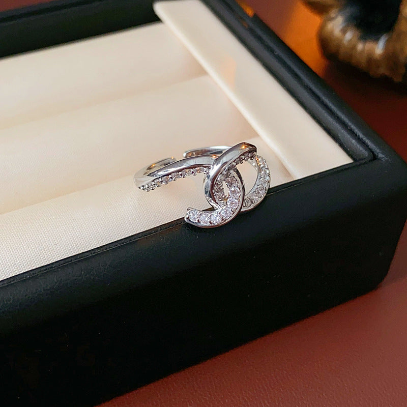 Real Gold Electroplated Diamond Flower Pattern Retro Temperament Index Finger Ring