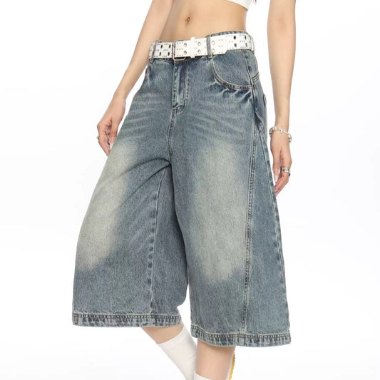 Do The Old Cowboy Cropped Pants Summer Loose Straight Casual Shorts